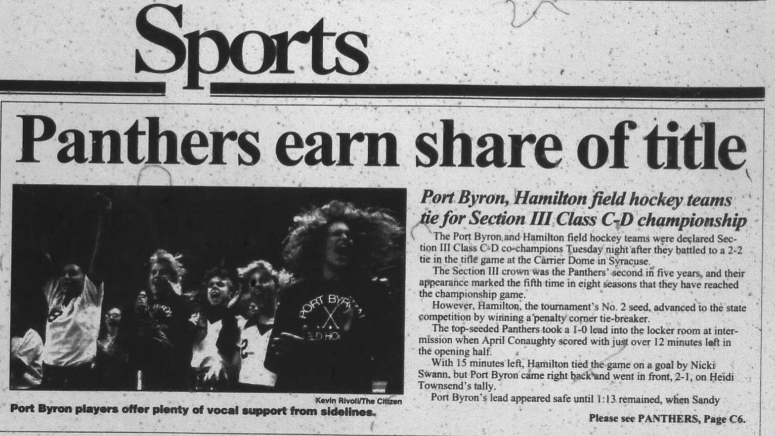 Port Byron Field Hockey title 1991